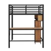 NicBex Full Size B Bed with "L" Shape Desk Metal Frame Bed Frame with Storage Racks, Ladder and Guardrails, No Box Spring Required, Black - 3 of 4