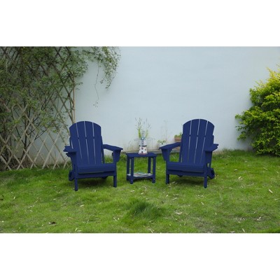 SKRAN Set of 3 Durable Garden Furniture Set, Weather-Resistant HDPE Patio Set with 1 Side Table & 2 Adirondack Chair for Deck ＆ Outdoor
