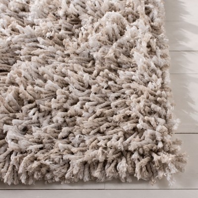 Beige/Ivory 3' x 5' Handmade Reversible Shag Area Rug