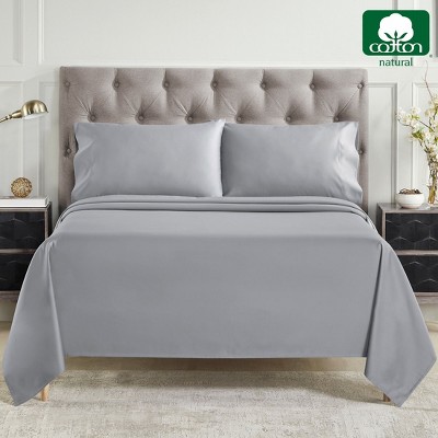 Luxury Light Grey Cotton Sateen Queen Sheet Set