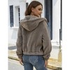 Clearlove Womens Fleece Jackets Button Faux Fur Jackets Coats Lapel Long Sleeve Shaggy Jacket with Pockets, Gray Brown - M - 2 of 4