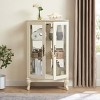 43.8 in Lighted Glass Curio Cabinet with Adjustable Shelves and Mirrored Back, Vintage Display Cabinet with Drawer for Living Room-3irtyhousy - 3 of 4