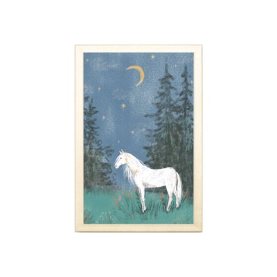 Image of 8" x 10" White Horse Antique Wall Art Gold - Petal Lane