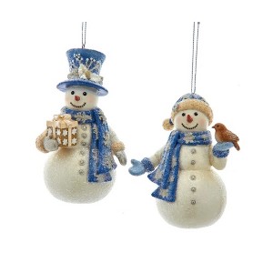 Kurt Adler Resin Ornaments for Christmas Tree, Snowmen with Hat and Scarf (Pack of 2) - 1 of 1
