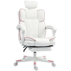 HOMCOM Executive Office Chair with Headrest, Foot Rest, High Back Desk Chair, Overstuffed Reclining PU Leather Computer Chair - 1 of 4