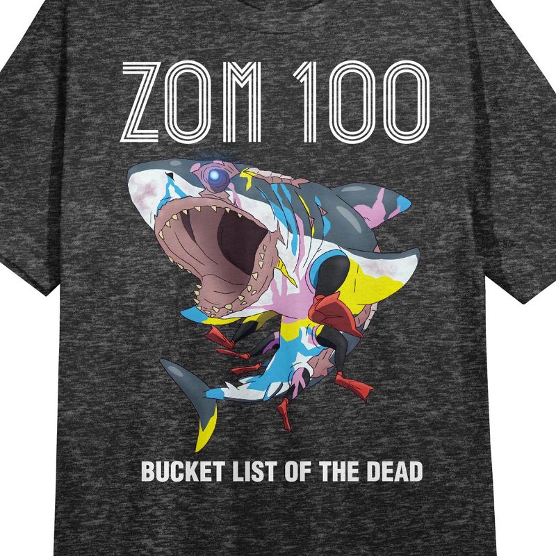 ZOM 100: Bucket List of the Dead Zombie Shark Women's Black Heather Sleep Shirt, 2 of 3