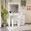 FONTOI 41.7"W Adjustable Makeup Vanity Table with 5 Drawers Sliding Mirror and Stool for Bedroom Dressing Room, White, 41.7"*15.75"*53.15" - 2 of 4