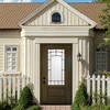 Lirago Fiberglass Front Doors 36  inch  x 80  inch  with Brickmould Vinyl Frame Dark Brown 3 4 View Frosted Glass Classic Style Right Hand Inswing - 2 of 4