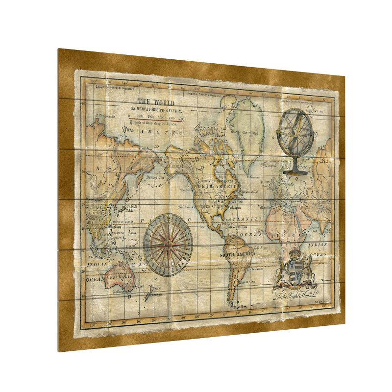 Trademark Fine Art -Vision Studio 'Antique World Map Framed' Wood Slat Art, 1 of 5