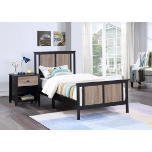 PAGED Twin Size Toddler Bed Wooden Baby Bed Frame with Reversible Panel, Headboard and Footboard for Bedroom - 1 of 4