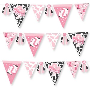 Big Dot of Happiness Rodeo Cowgirl - DIY Pink Western Party Pennant Garland Decoration - Triangle Banner - 30 Pieces - 1 of 4