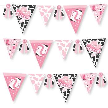 Big Dot of Happiness Rodeo Cowgirl - DIY Pink Western Party Pennant Garland Decoration - Triangle Banner - 30 Pieces