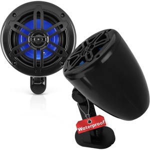 Pyle 4" 2-Way Waterproof Off-Road Marine Speakers - Compact Box System with 360° Mounting Bracket (PLMRWK49BK.5) - Black - 1 of 4