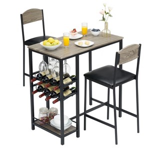 Whizmax Bar Table Set for 2 with Footrest, Kitchen Dining Table with 2 Upholstered Chairs, Small Space Counter Height Barstools for Counter Bar - 1 of 4