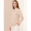 INSPIRE CHIC Women's Mandarin Collar Office Long Sleeve Button Down Shirt - 4 of 4