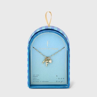 14K Gold Dipped Charm Initial Pendant Necklace - A New Day™ Gold