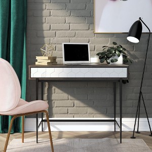 ORRD  Modern Computer Desk with Hidden USB Charging Port & Drawer, Gray Wood Veneer Office Desk, Affordable - 1 of 4
