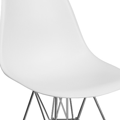 Sleek White Waterfall Seat Chair with Chrome Accent Base