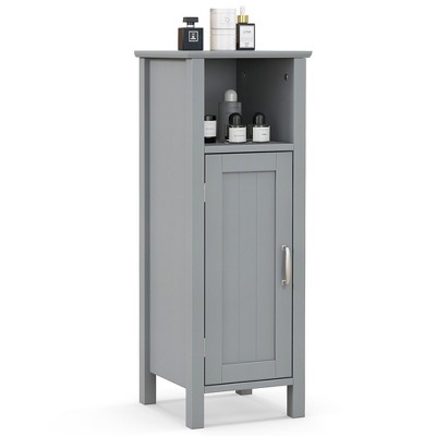 Tangkula Bathroom Storage Organizer Narrow Floor Cabinet w/ 2-Tier Cabinet Open Compartment