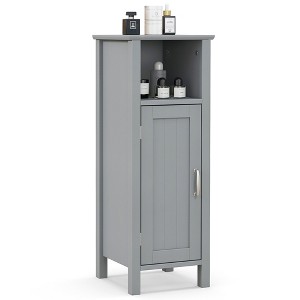 Tangkula Bathroom Storage Organizer Narrow Floor Cabinet w/ 2-Tier Cabinet Open Compartment - 1 of 4