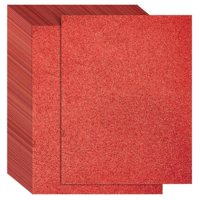 Bright Creations 24 Sheets Red Glitter Cardstock Paper for Scrapbooking, Arts, DIY Sparkle Crafts, 280gsm, 8.5 x 11 In, 1 of 9