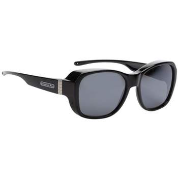 Jonathan Paul Timeless Medium Designer Fitovers Sunglasses in Shiny Black/Polarized Polarvue Gray - Frame(Width:136mm/Height:48mm)