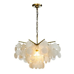 ALOADECOR 4-Light 22" Glam Coastal Capiz Tierd Chandelier With Seashell Accents - 1 of 4