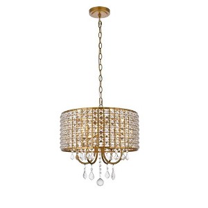 Elegant Lighting Elise 17 inch pendant in brass - 1 of 4
