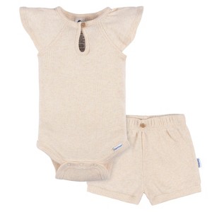 Gerber Baby Girls' 2-Pack Bodysuit and Shorts Set - 1 of 4