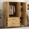 ORRD 4 Door Wardrobe Armoire Closet with 3 Drawers, Natural - 2 of 4