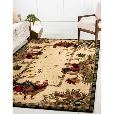 Cream Floral Farmhouse Synthetic 4' x 6' Area Rug