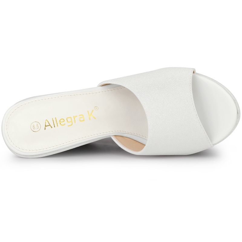 Allegra K Women's Glitter Platform Slip-on Wedge Heels Sandals, 4 of 7