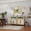 Small Sideboard Buffet Cabinet, 47 Inch Kitchen Storage Cabinet with Charging Station, Led Lights & Drawers, Wood Coffee Bar Station with Storage for - 2 of 4