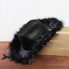 Juvolicious Cowboy Hats for Women and Men - Fluffy, Sparkly Black Cowgirl Hat with Feathers for Costume, Birthday, Party - 3 of 4