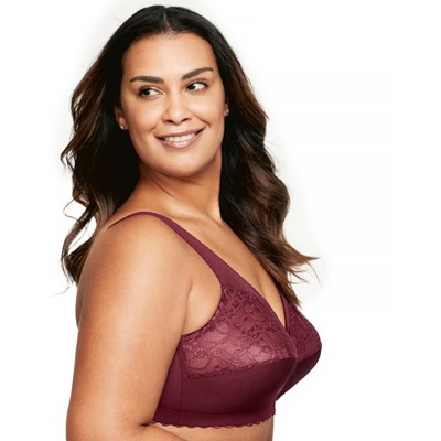 Women's Cotton Full Coverage Wirefree Non-padded Lace Plus Size Bra 52B