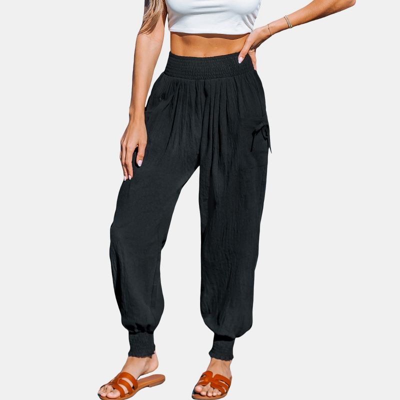 Women's Black Pleated Bow Pants - Cupshe, 1 of 8