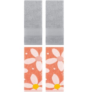 REGALWOVEN 4 Pcs Bathroom Decorative Cotton Soft Absorbent Sold Striped Hand Towel - 1 of 4