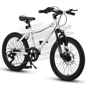 SEVOBAL Bicycles 20 Inch Kids Mountain Bike 7 Speed Front Suspension Disc Brake for Boys and Girls Ages 6-12, White, 54"*23"*31.5" - 1 of 4