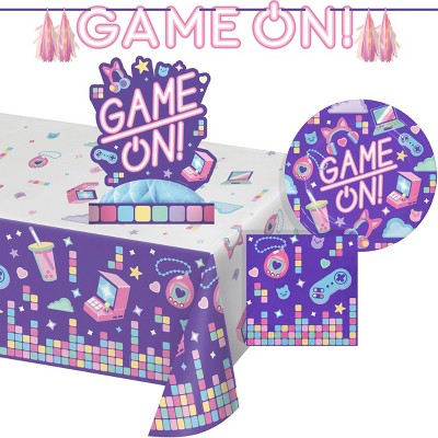 Creative Converting Gamer Girl Deluxe Party Tableware and Decorations Kit 27ct