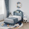 Twin Bed Frame with Headboard, Velvet Upholstered Platform Bed with Wing Back, No Box Spring Needed, Easy Assembly, Noise Free - 3 of 4