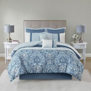 PAGED Queen Comforter Set 8 Piece Soft Bedding Sets, Bed in a Bag with 1 Quil, 2 Shams, 2 Euro Shams, 2 Decorative Pillows and 1 Bed Skirt - 1 of 4