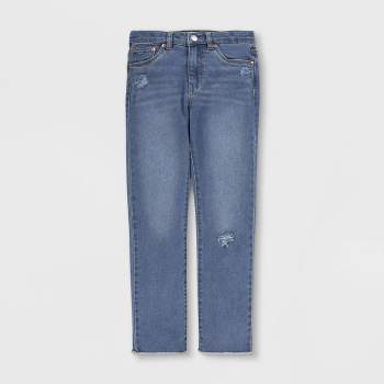 High Rise Ankle Straight Big Girls Jeans 7-16 - Light Wash