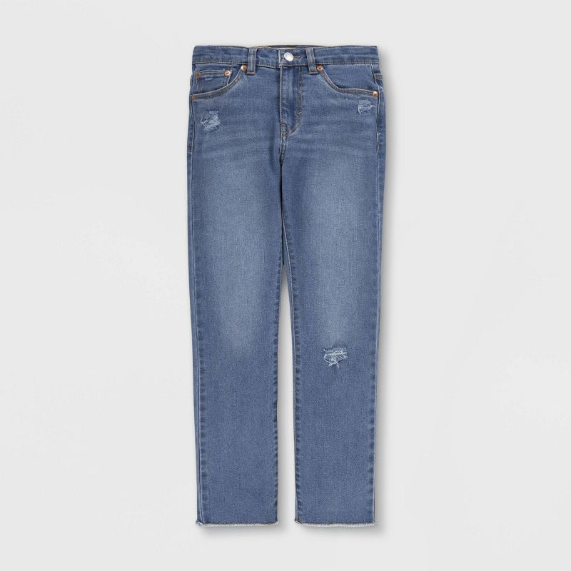 Levi's® Girls' High-Rise Straight Jeans - Medium Wash, 1 of 7