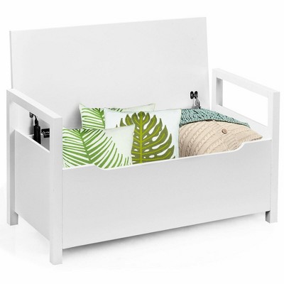 White MDF Shoe Storage Bench with Cushion Seat