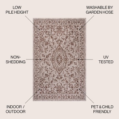 Ivory and Brown Medallion 8' x 10' Synthetic Rug