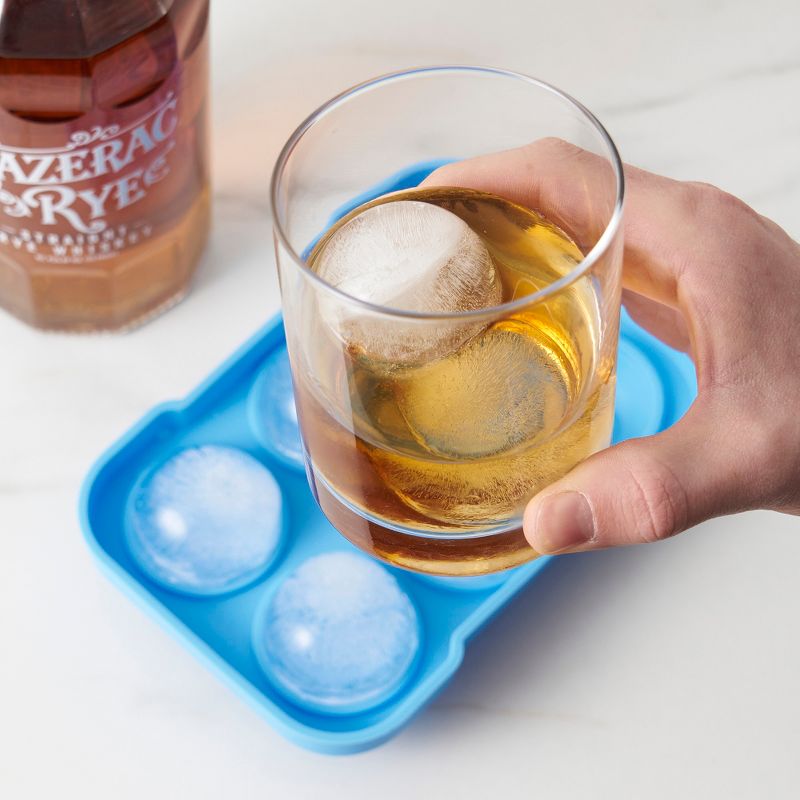 True Sphere Ice Tray, Dishwasher-Safe Silicone Ice Mold, Makes 6 Ice Spheres, Blue, 3 of 8