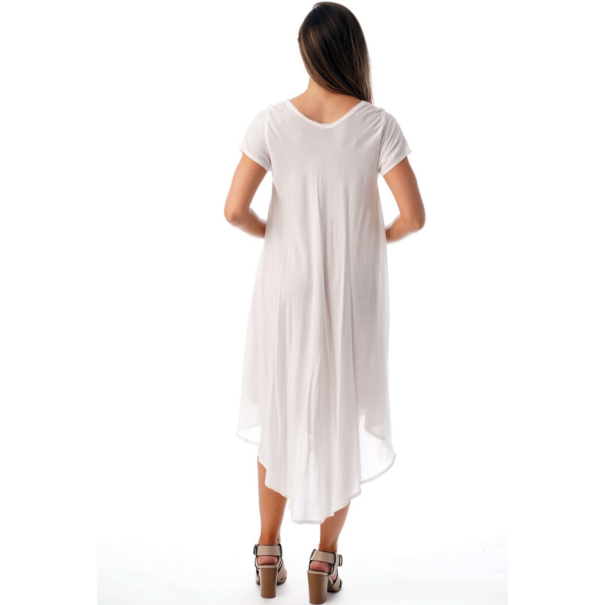 Женские платья Riviera Sun Womens Embroidered Summer Dress - Short Sleeve Beach Cover Up with Woolen Embroidery- Dresses for Women 21854-WHT-L — фото 3