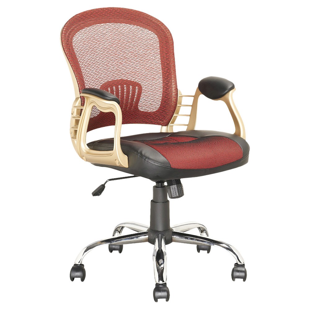 Photos - Computer Chair CorLiving Workspace Executive Office Chair Leatherette and Mesh Black and Red - CorL 