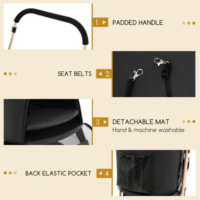 Black and Gold 3-in-1 Pet Stroller with Adjustable Canopy