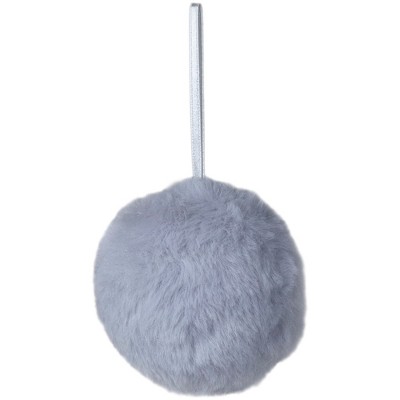 Northlight 3" Light Gray Faux Fur Plush Ball Hanging Christmas Ornament